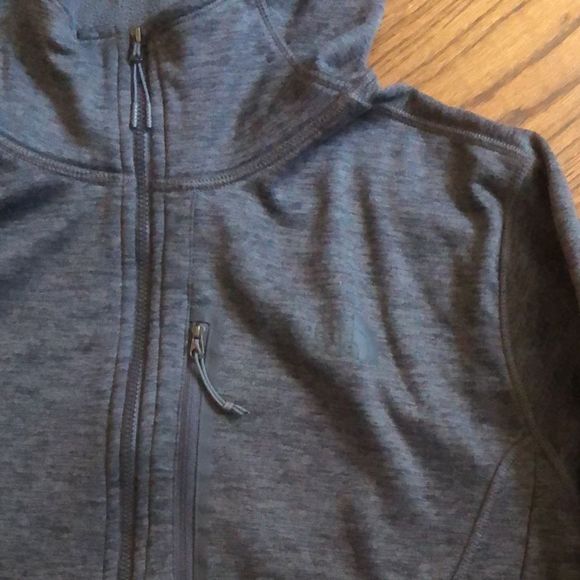 THE NORTH FACE Mens Grey Full Zip Fleece Lined Hoodie Zipper Pockets Size LARGE - Picture 5 of 11